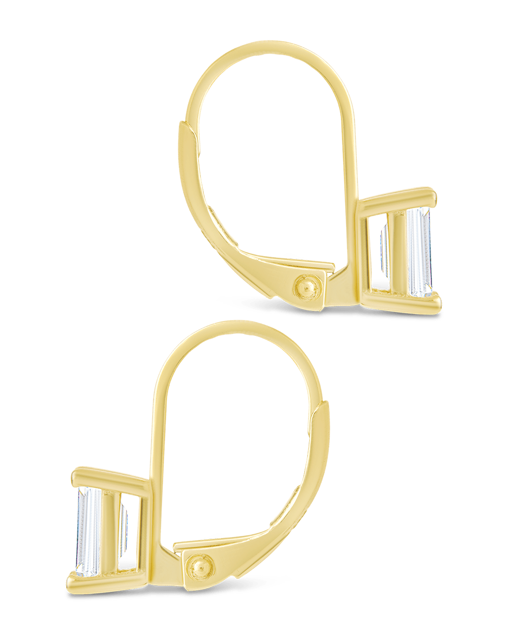 Sterling Silver Emerald Cut French Clip Earrings - Sterling Forever