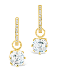 Sterling Silver Augusta Asscher Cut CZ Dangle Micro Hoops - Sterling Forever