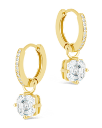 Sterling Silver Augusta Asscher Cut CZ Dangle Micro Hoops - Sterling Forever