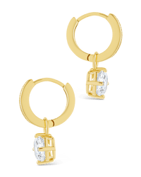 Sterling Silver Augusta Asscher Cut CZ Dangle Micro Hoops - Sterling Forever