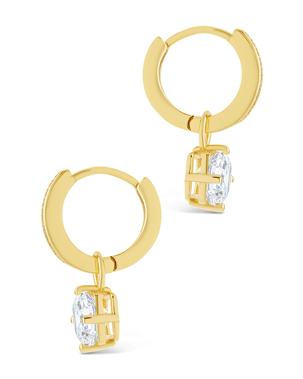 Sterling Silver Augusta Asscher Cut CZ Dangle Micro Hoops - Sterling Forever