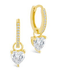 Sterling Silver Eugenia Heart Cut CZ Dangle Micro Hoops - Sterling Forever