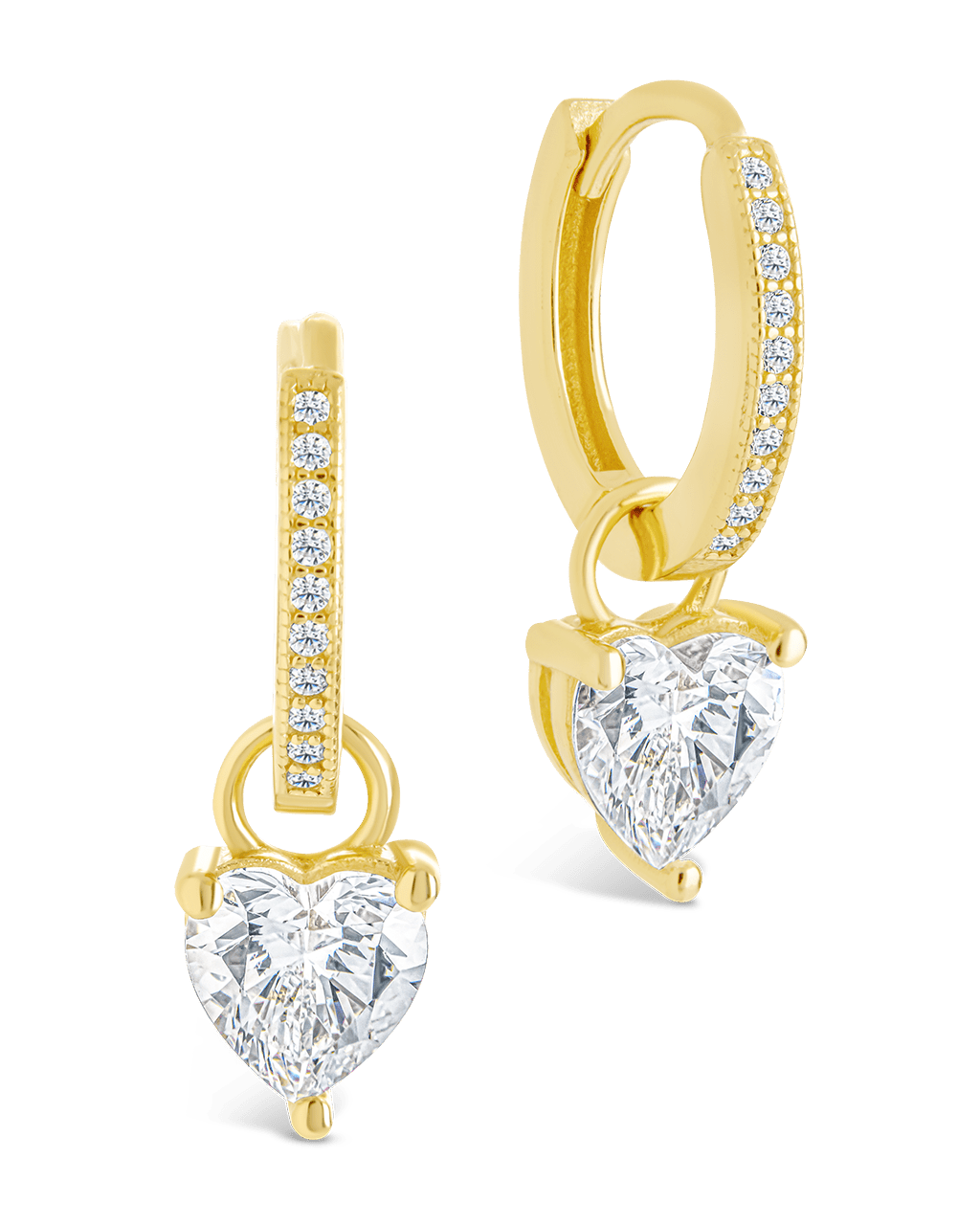 Sterling Silver Eugenia Heart Cut CZ Dangle Micro Hoops - Sterling Forever
