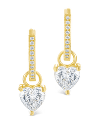 Sterling Silver Eugenia Heart Cut CZ Dangle Micro Hoops - Sterling Forever