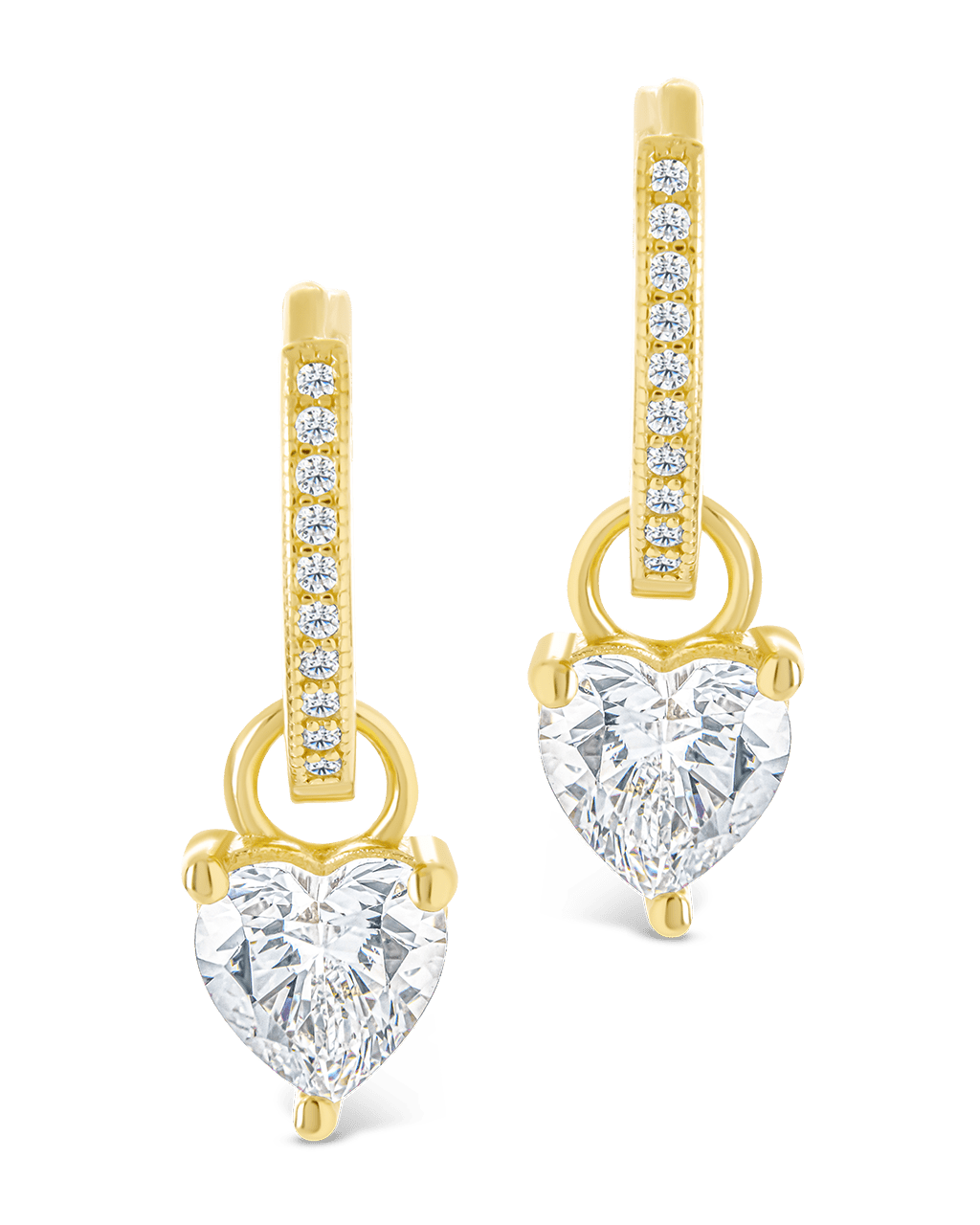 Sterling Silver Eugenia Heart Cut CZ Dangle Micro Hoops - Sterling Forever