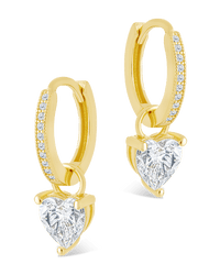 Sterling Silver Eugenia Heart Cut CZ Dangle Micro Hoops - Sterling Forever