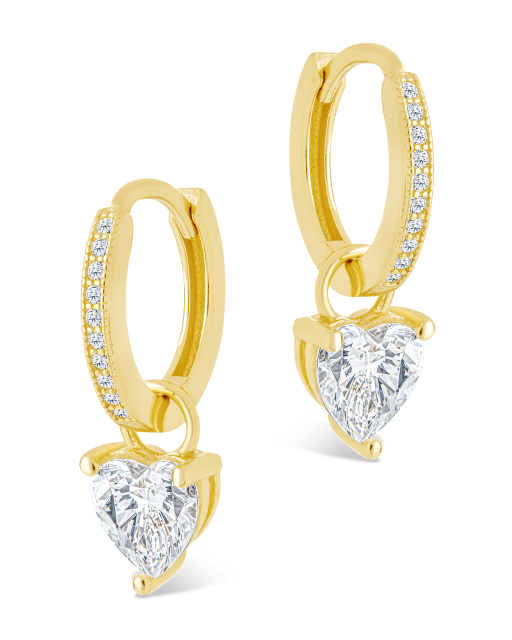 Sterling Silver Eugenia Heart Cut CZ Dangle Micro Hoops - Sterling Forever