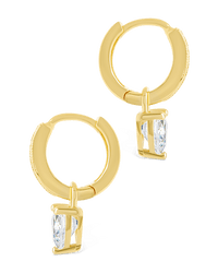 Sterling Silver Eugenia Heart Cut CZ Dangle Micro Hoops - Sterling Forever