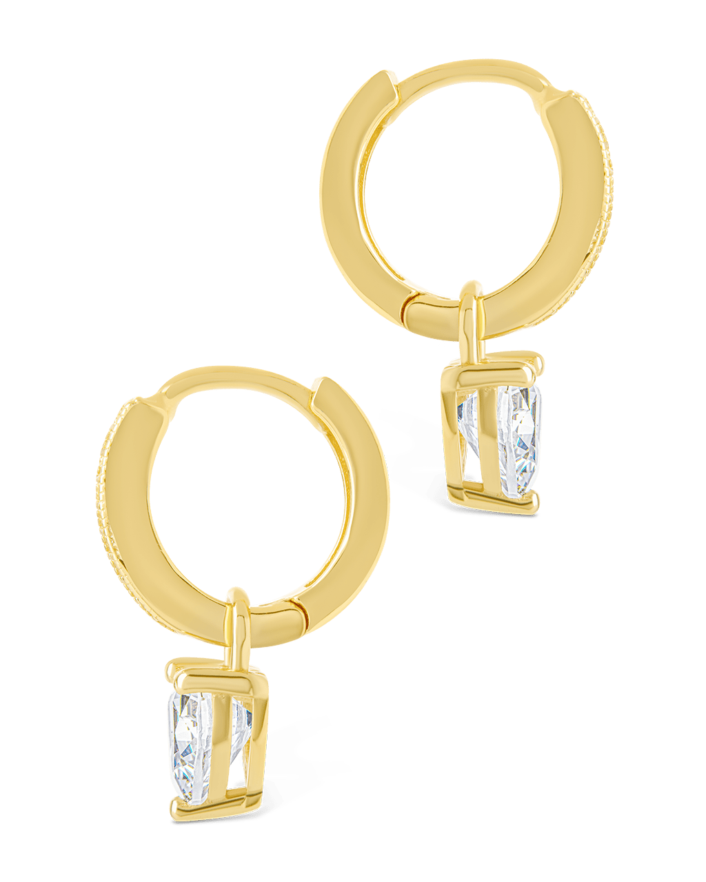 Sterling Silver Eugenia Heart Cut CZ Dangle Micro Hoops - Sterling Forever