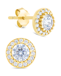 Sterling Silver Round Cut Brilliant Halo Studs - Sterling Forever