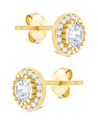 Sterling Silver Round Cut Brilliant Halo Studs - Sterling Forever
