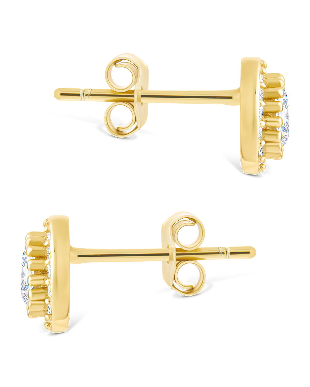 Sterling Silver Round Cut Brilliant Halo Studs