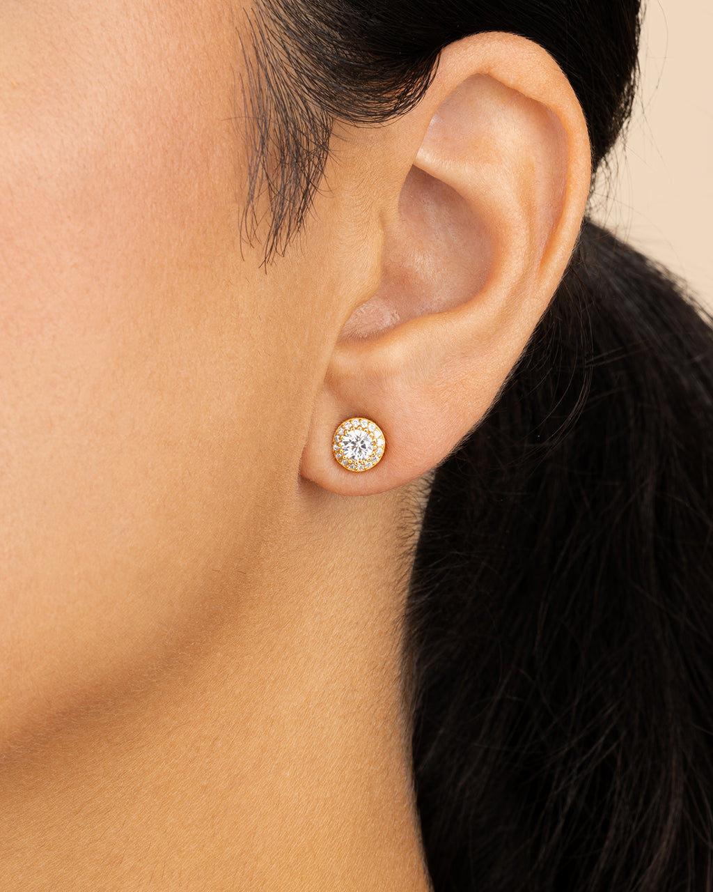 Sterling Silver Round Cut Brilliant Halo Studs