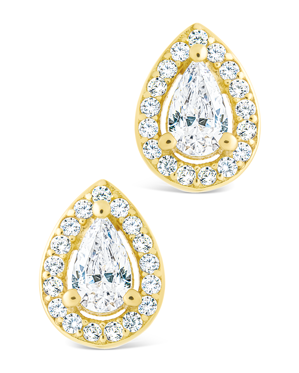 Sterling Silver Pear Cut Brilliant Halo Studs - Sterling Forever