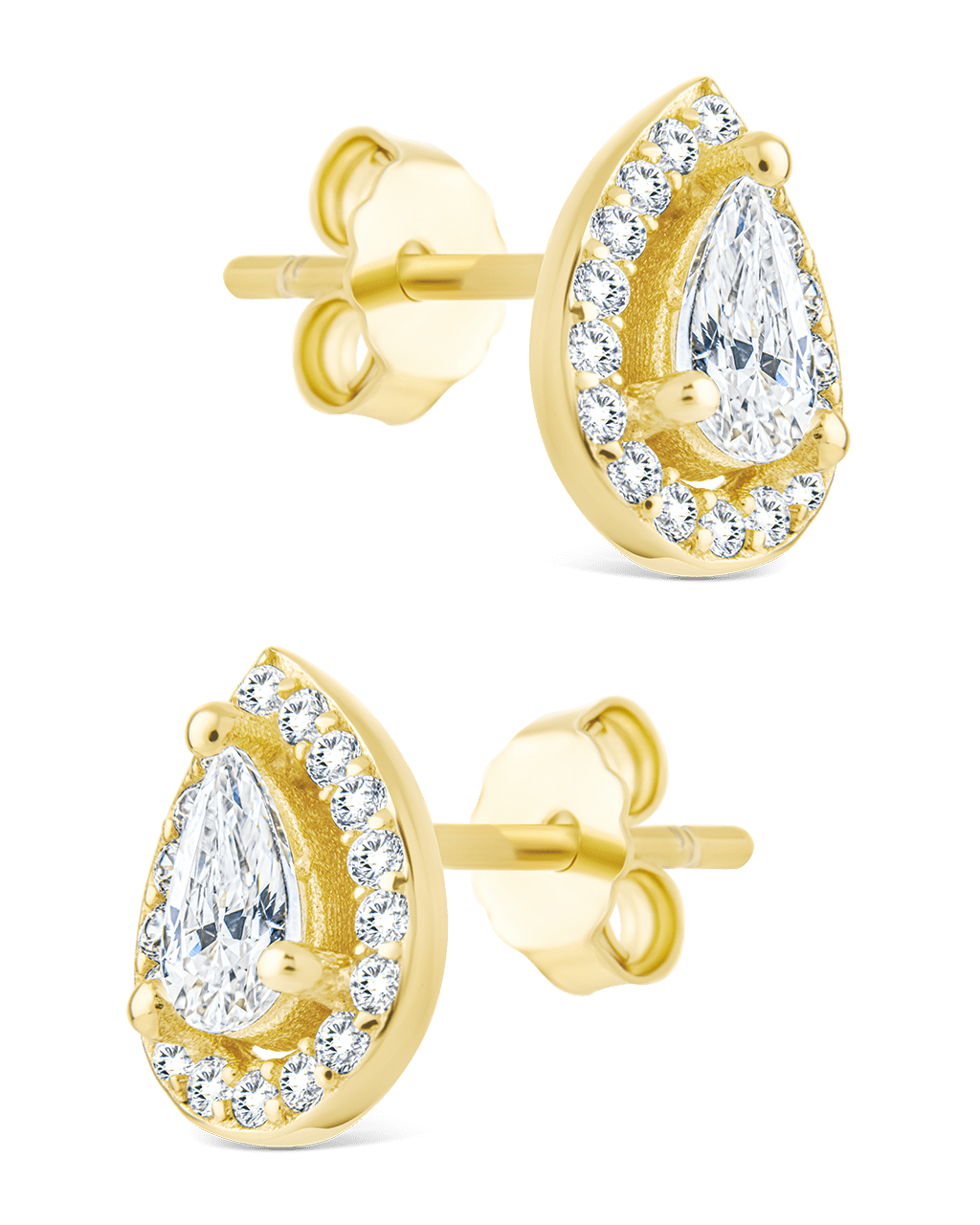Sterling Silver Pear Cut Brilliant Halo Studs - Sterling Forever