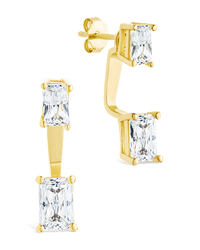 Sterling Silver Emerald Cut Duo Jackets - Sterling Forever