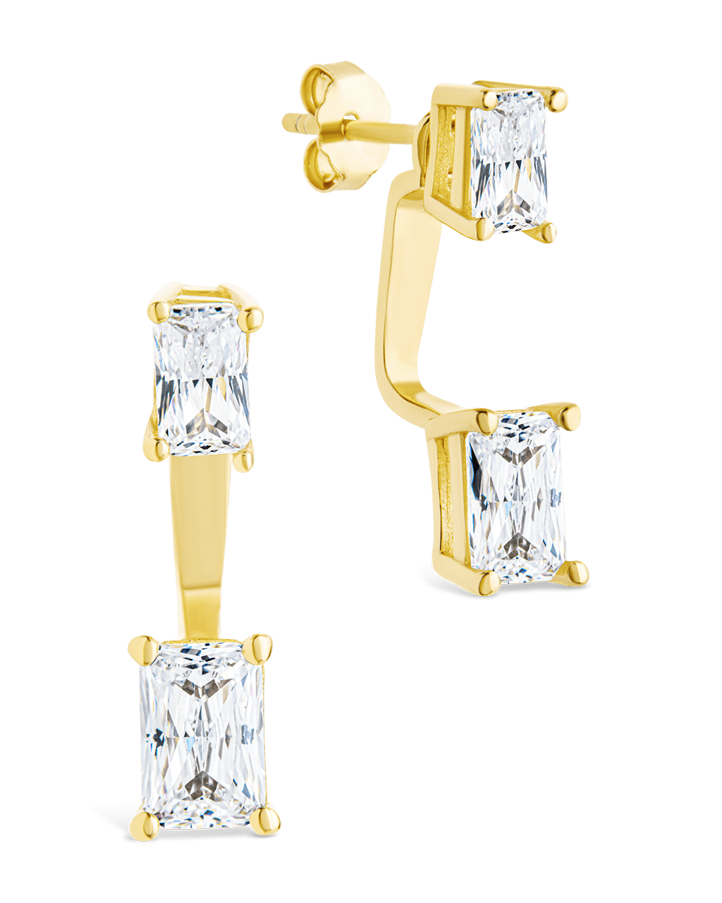 Sterling Silver Emerald Cut Duo Jackets - Sterling Forever
