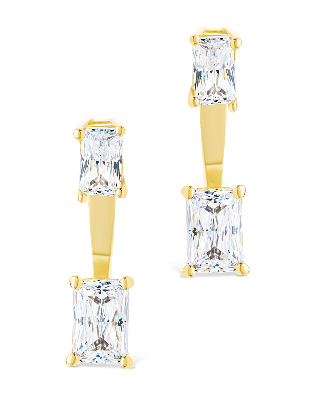 Sterling Silver Emerald Cut Duo Jackets - Sterling Forever