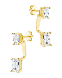 Sterling Silver Emerald Cut Duo Jackets - Sterling Forever