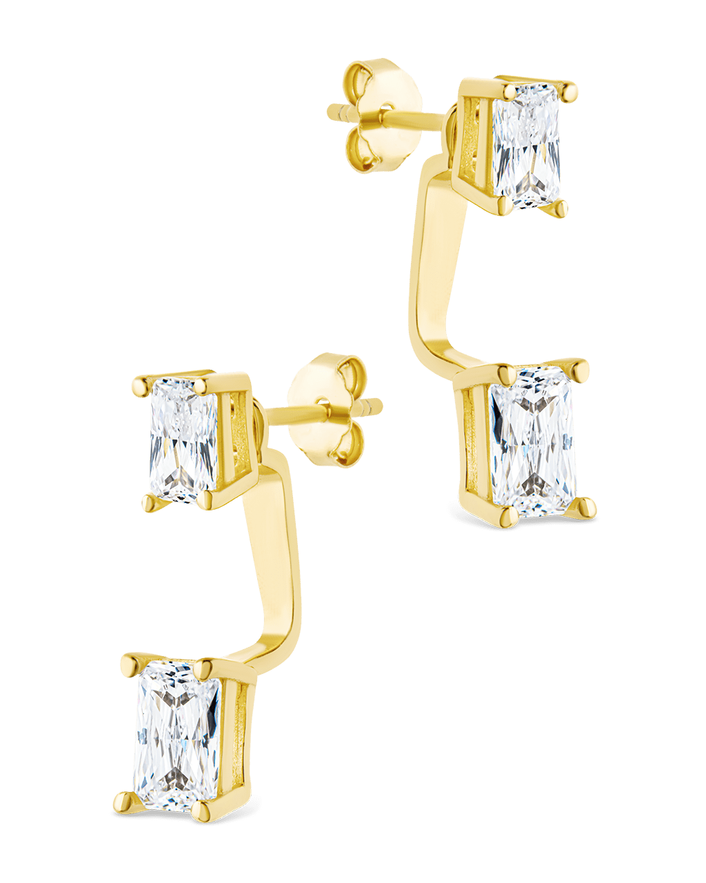 Sterling Silver Emerald Cut Duo Jackets - Sterling Forever