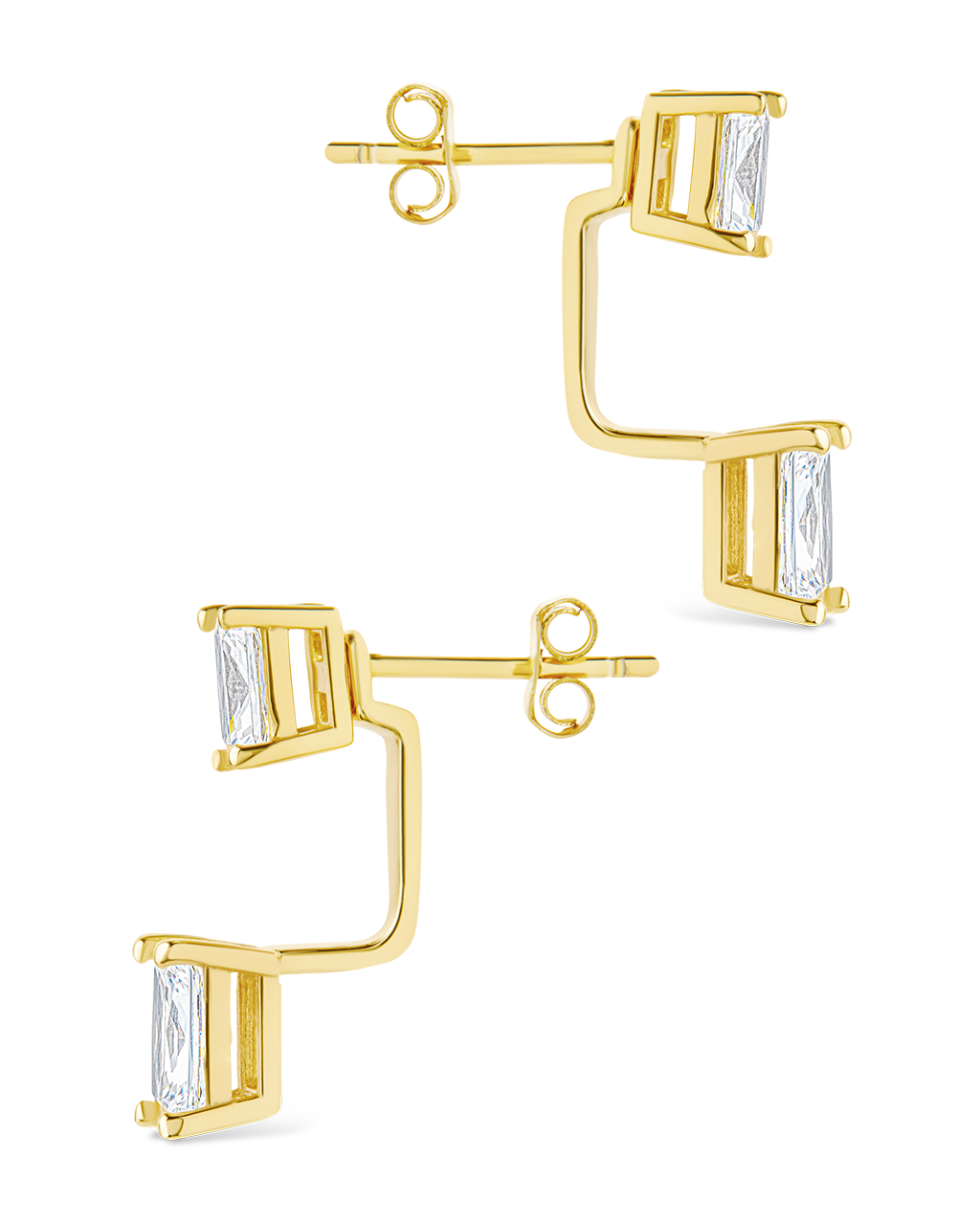 Sterling Silver Emerald Cut Duo Jackets