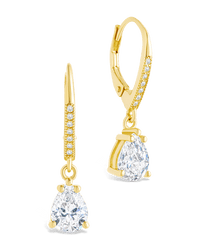 Sterling Silver Angelica Pear Cut CZ French Clip Earrings - Sterling Forever
