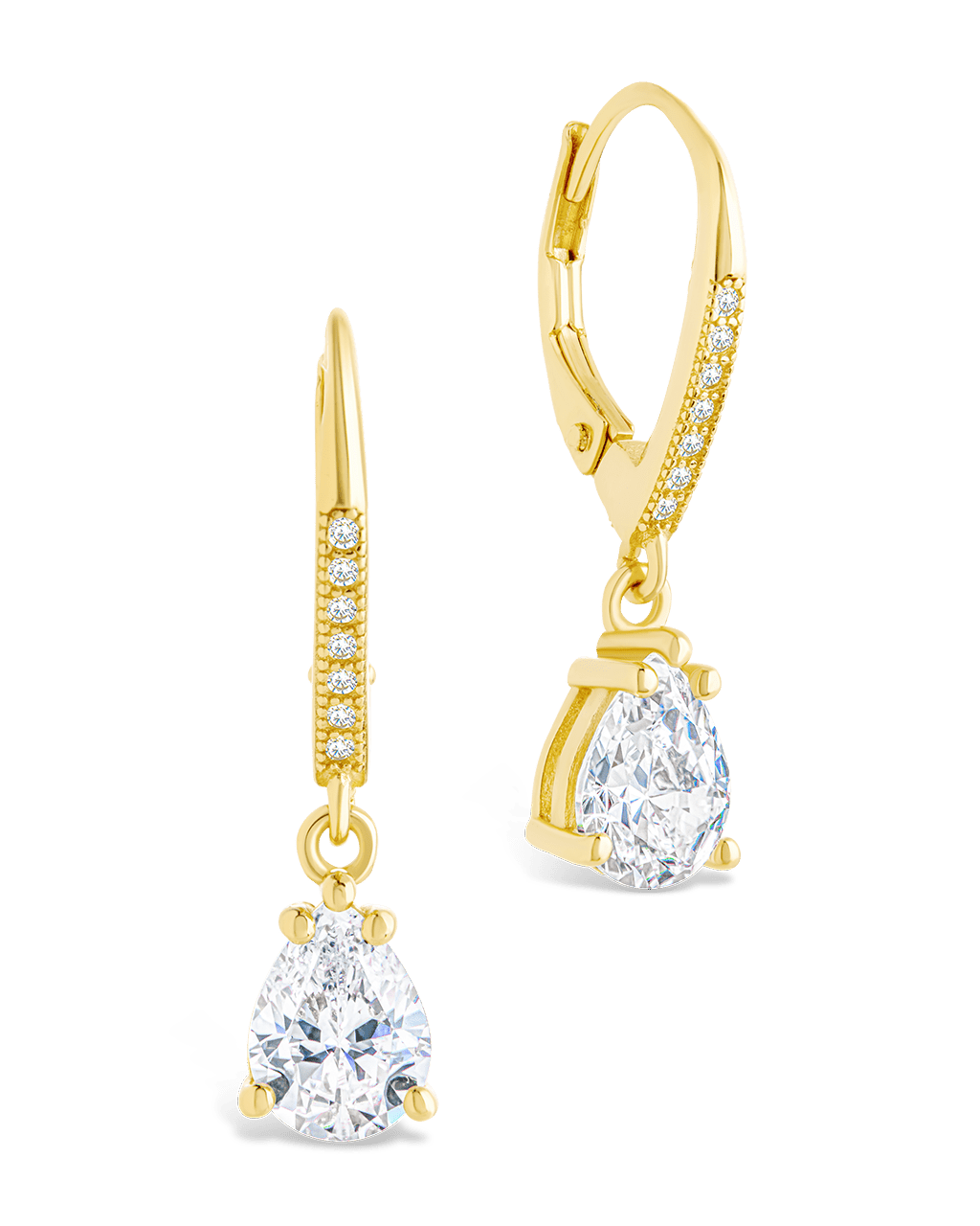 Sterling Silver Angelica Pear Cut CZ French Clip Earrings - Sterling Forever