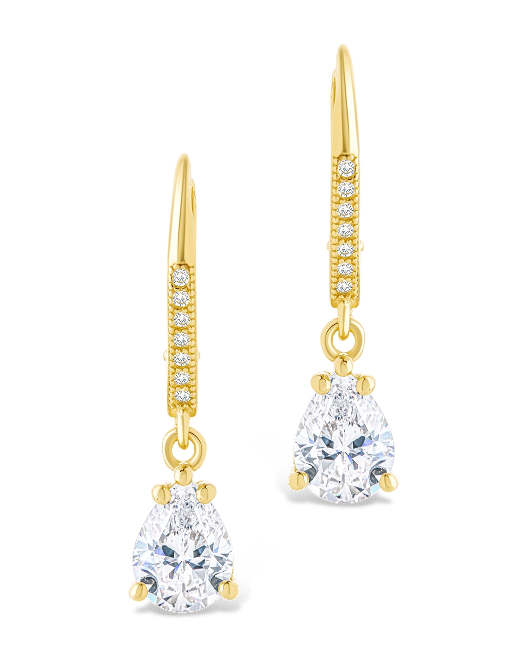 Sterling Silver Angelica Pear Cut CZ French Clip Earrings - Sterling Forever