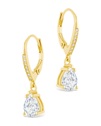 Sterling Silver Angelica Pear Cut CZ French Clip Earrings - Sterling Forever