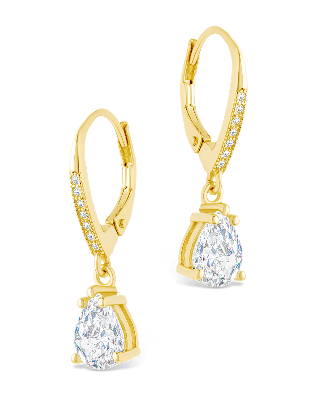 Sterling Silver Angelica Pear Cut CZ French Clip Earrings - Sterling Forever