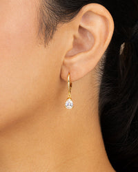 Sterling Silver Angelica Pear Cut CZ French Clip Earrings - Sterling Forever