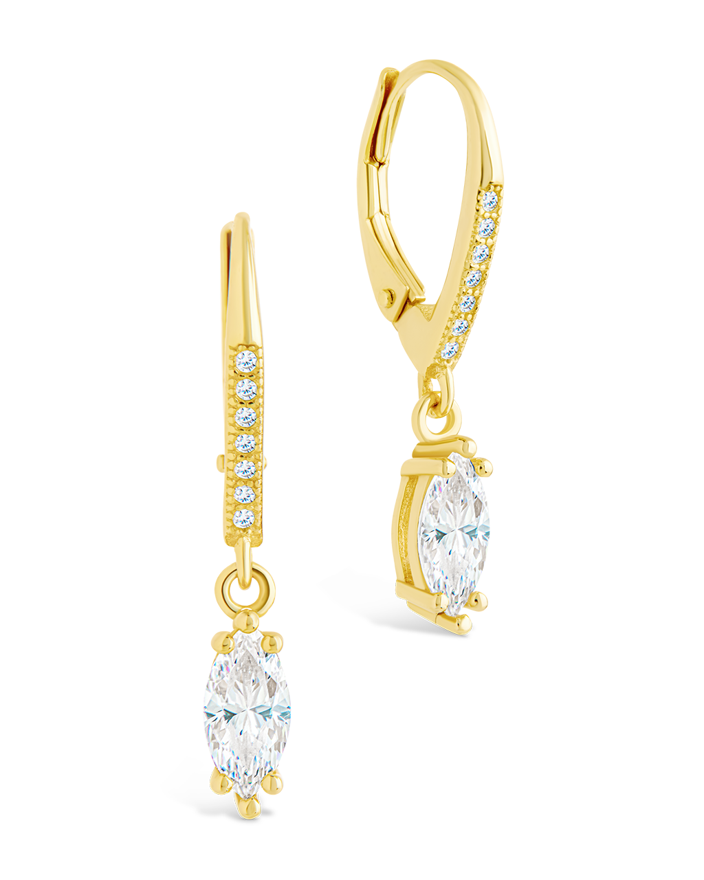 Sterling Silver Allegra Marquise Cut CZ French Clip Earrings