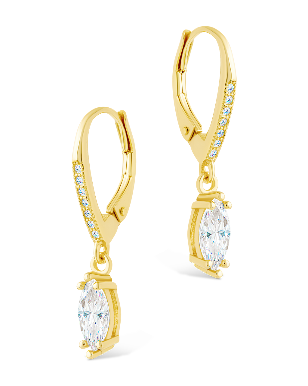 Sterling Silver Allegra Marquise Cut CZ French Clip Earrings