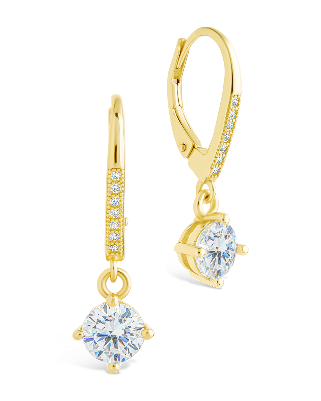 Sterling Silver Matilda Brilliant Cut CZ French Clip Earrings