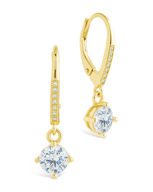 Sterling Silver Matilda Brilliant Cut CZ French Clip Earrings