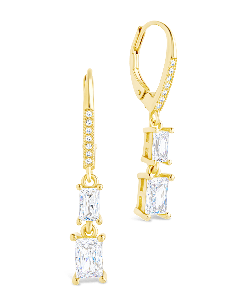 Sterling Silver Eulalia Emerald Cut CZ French Clip Earrings - Sterling Forever