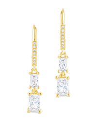 Sterling Silver Eulalia Emerald Cut CZ French Clip Earrings - Sterling Forever
