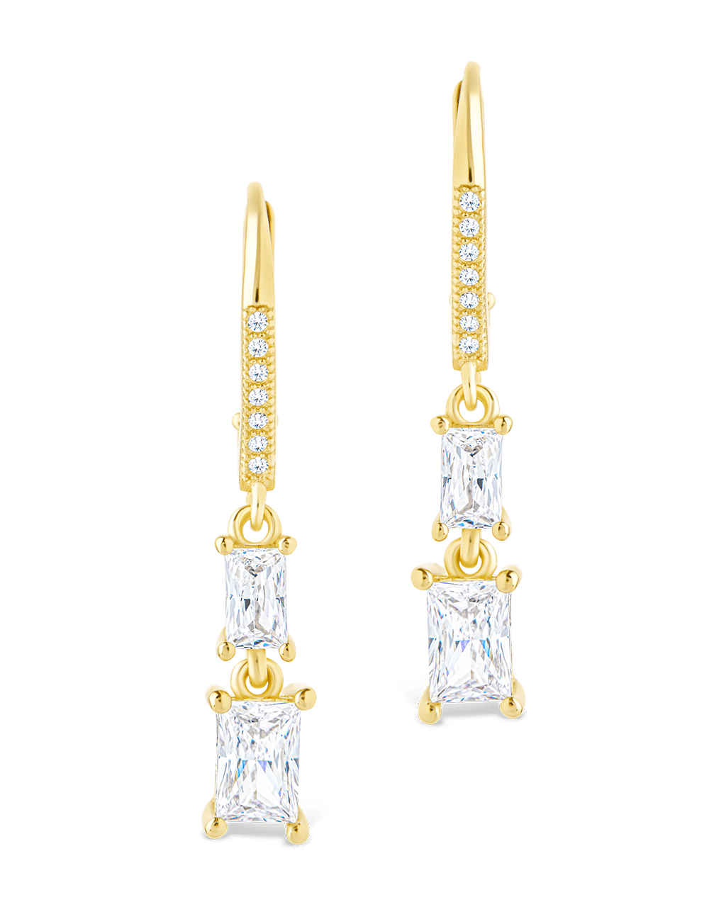 Sterling Silver Eulalia Emerald Cut CZ French Clip Earrings - Sterling Forever