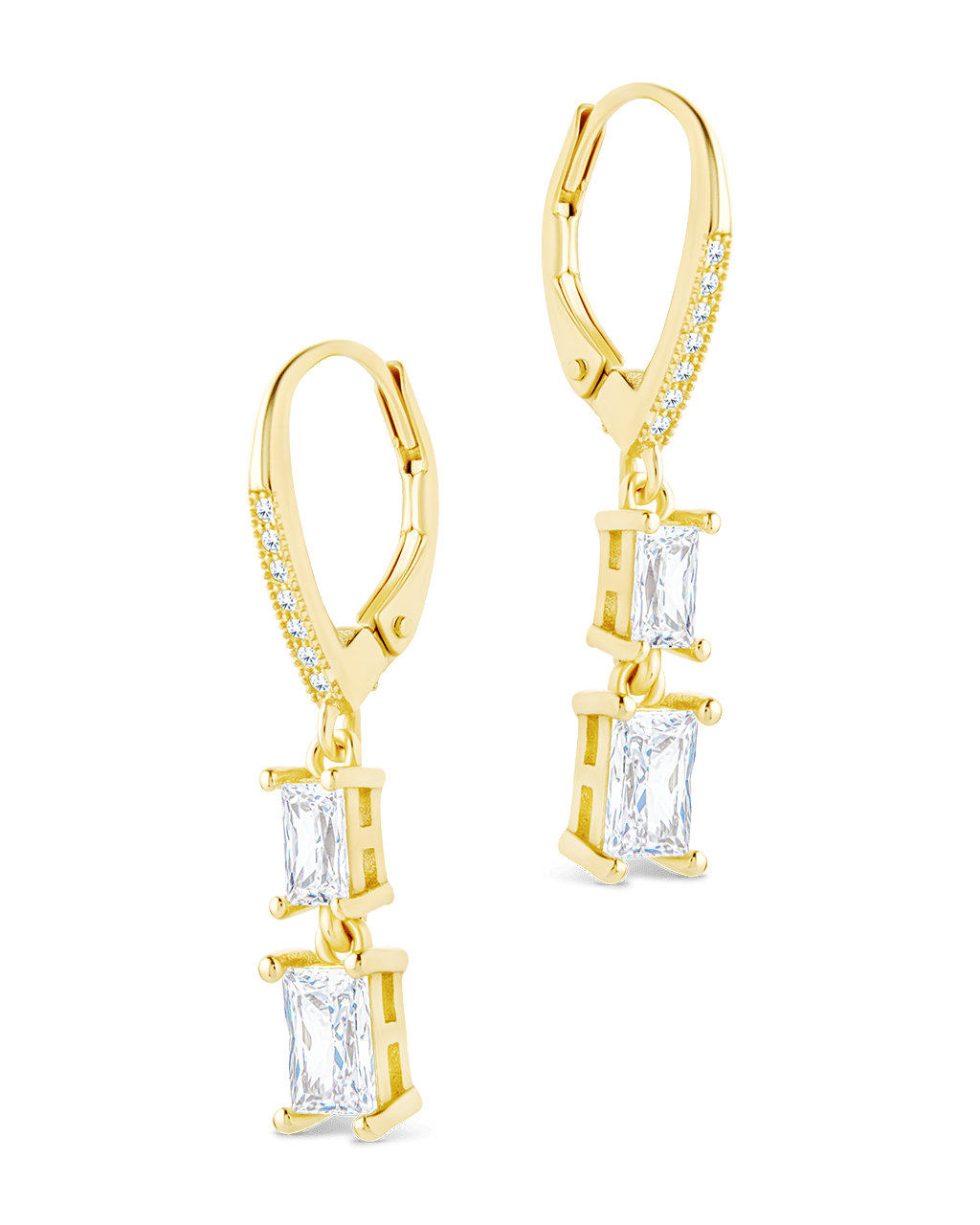 Sterling Silver Eulalia Emerald Cut CZ French Clip Earrings - Sterling Forever