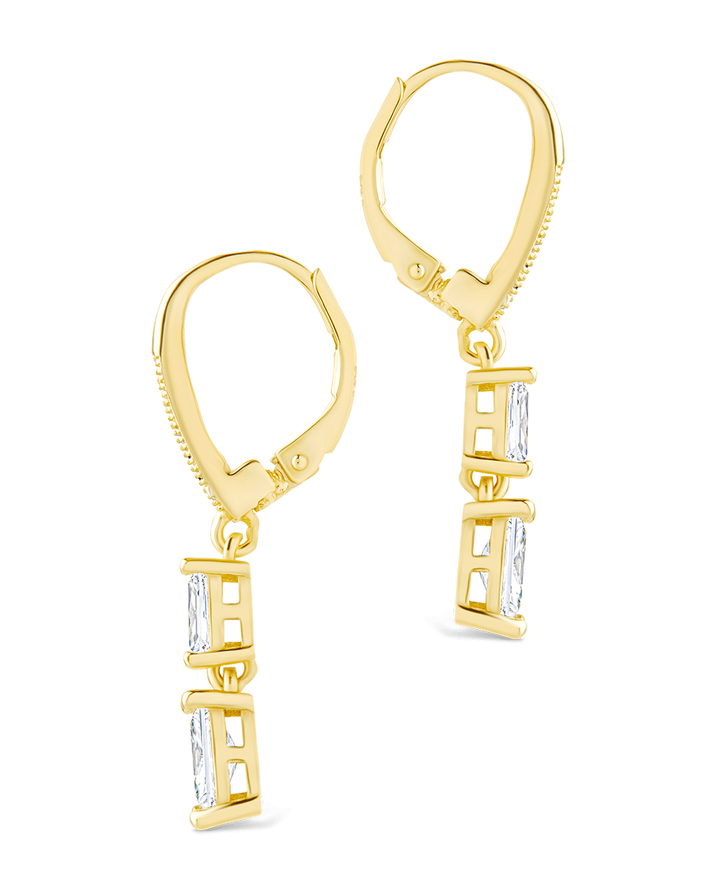 Sterling Silver Eulalia Emerald Cut CZ French Clip Earrings - Sterling Forever