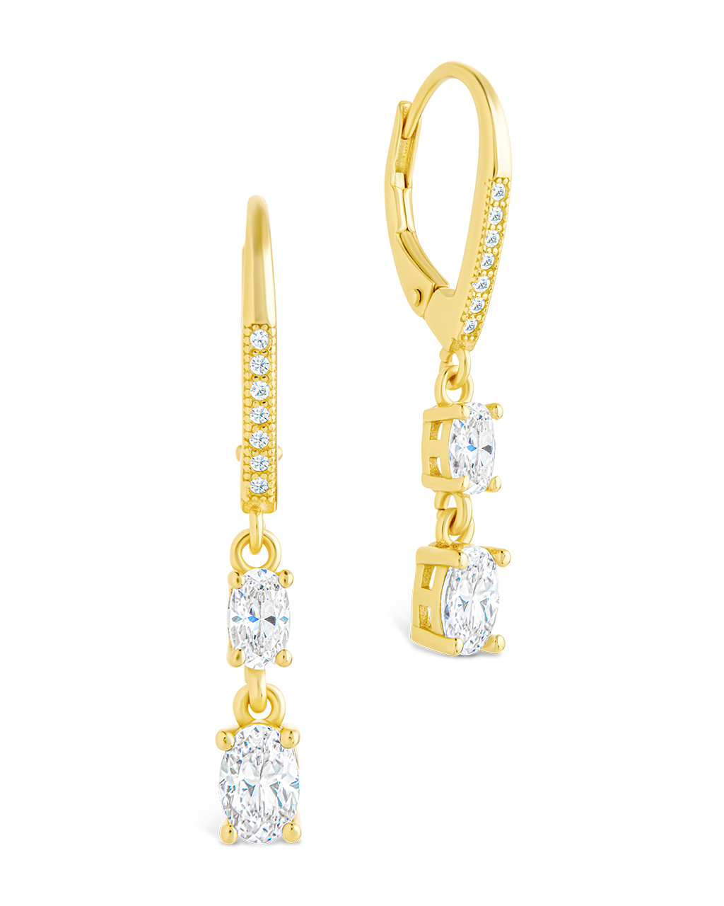 Sterling Silver Liesel Oval Cut CZ French Clip Earrings