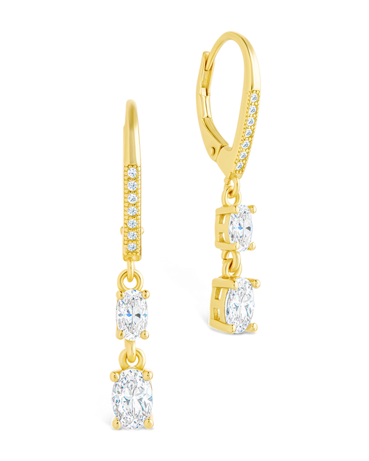 Sterling Silver Liesel Oval Cut CZ French Clip Earrings