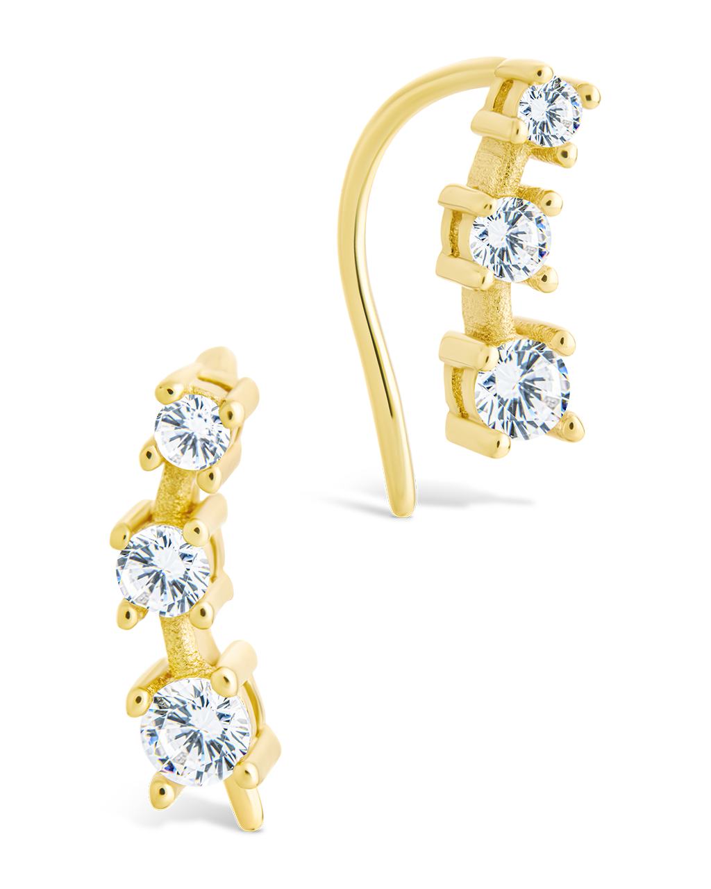 Sterling Silver Round Cut Mini Ear Crawlers