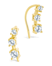 Sterling Silver Round Cut Mini Ear Crawlers - Sterling Forever