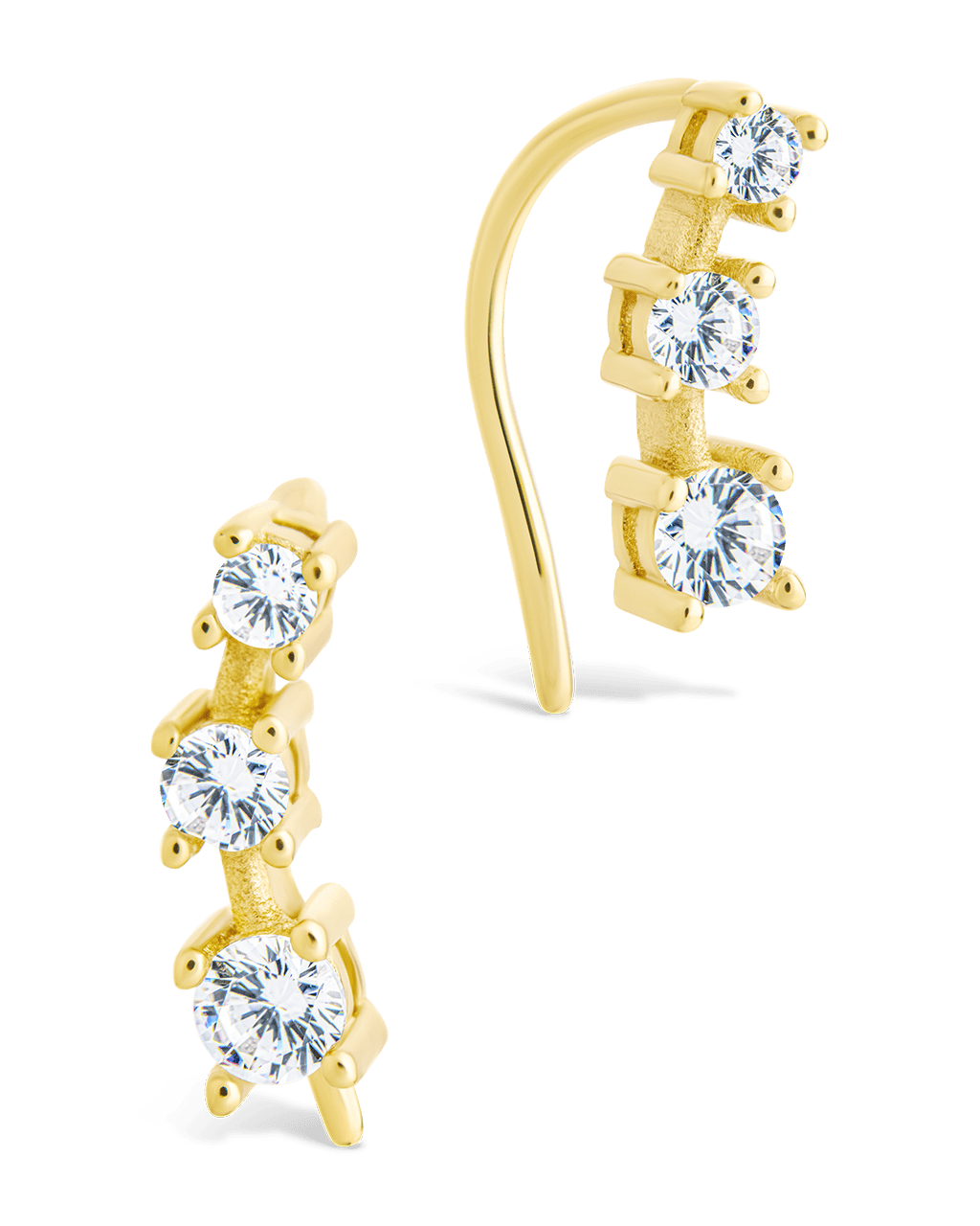 Sterling Silver Round Cut Mini Ear Crawlers - Sterling Forever