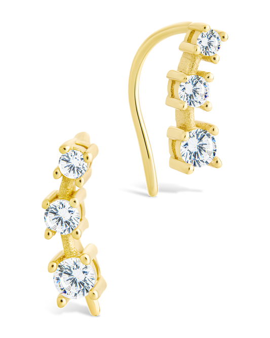 Sterling Silver Round Cut Mini Ear Crawlers