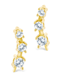 Sterling Silver Round Cut Mini Ear Crawlers - Sterling Forever