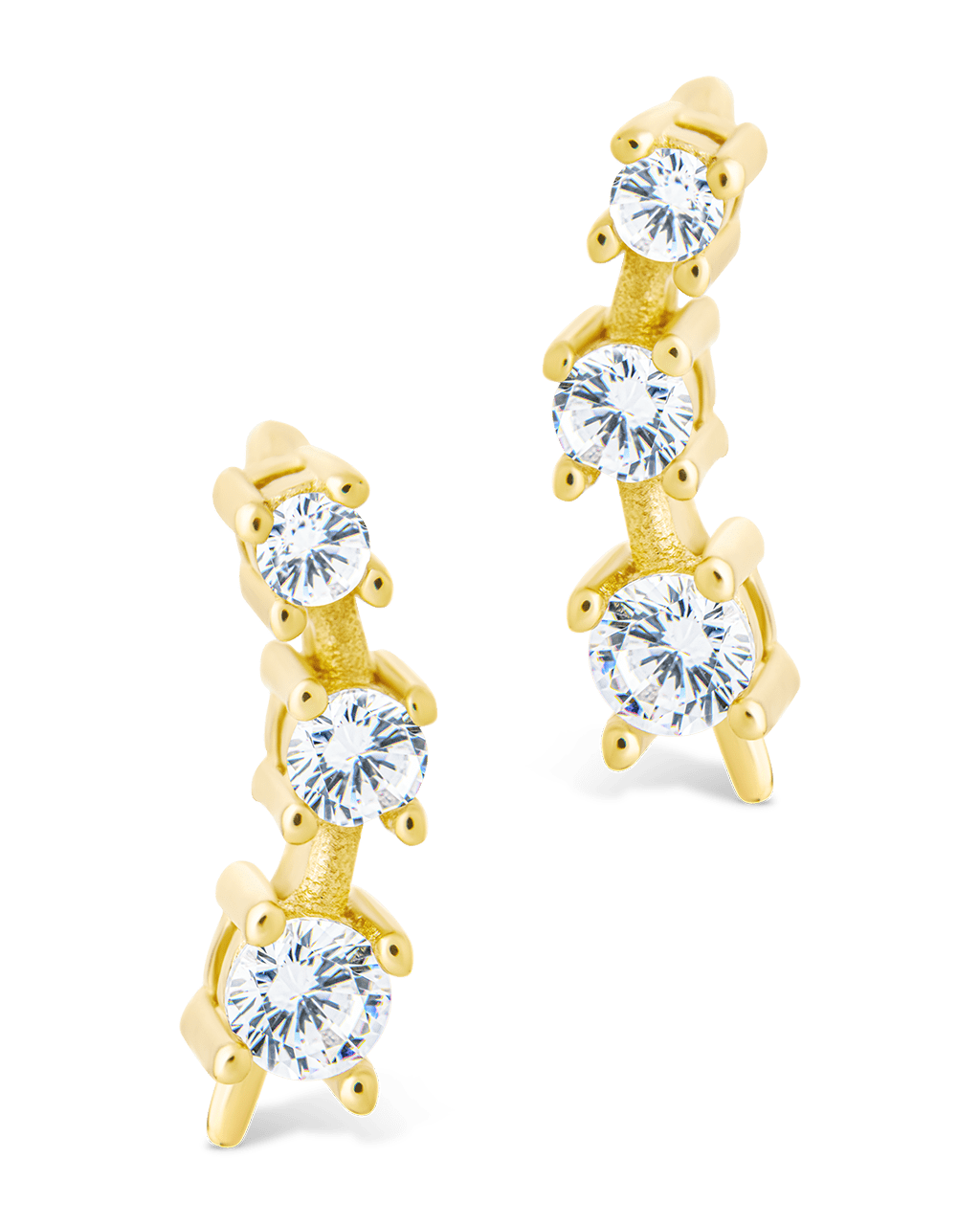 Sterling Silver Round Cut Mini Ear Crawlers - Sterling Forever