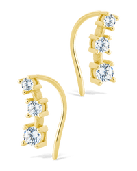 Sterling Silver Round Cut Mini Ear Crawlers - Sterling Forever