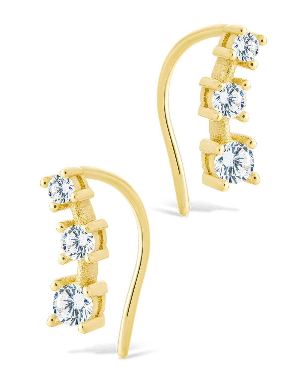 Sterling Silver Round Cut Mini Ear Crawlers - Sterling Forever